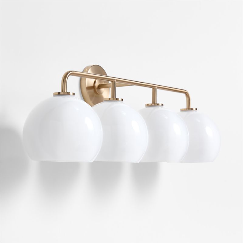 Arren Brass 4-Light Wall Sconce Light with Milk Glass Round Shade - image 4 of 6