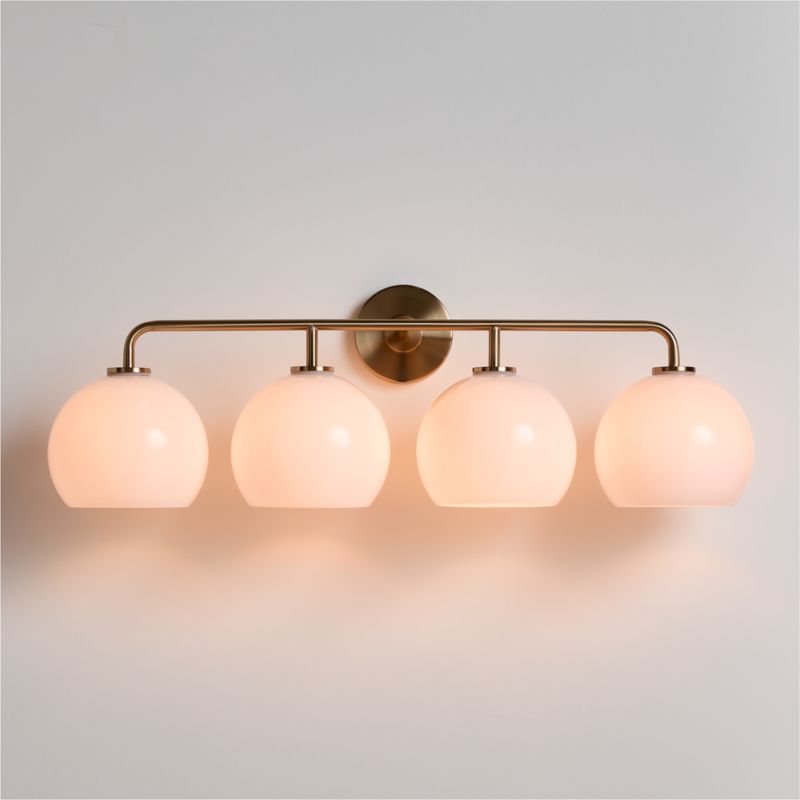 Arren Brass 4-Light Wall Sconce Light with Milk Glass Round Shade - image 0 of 6