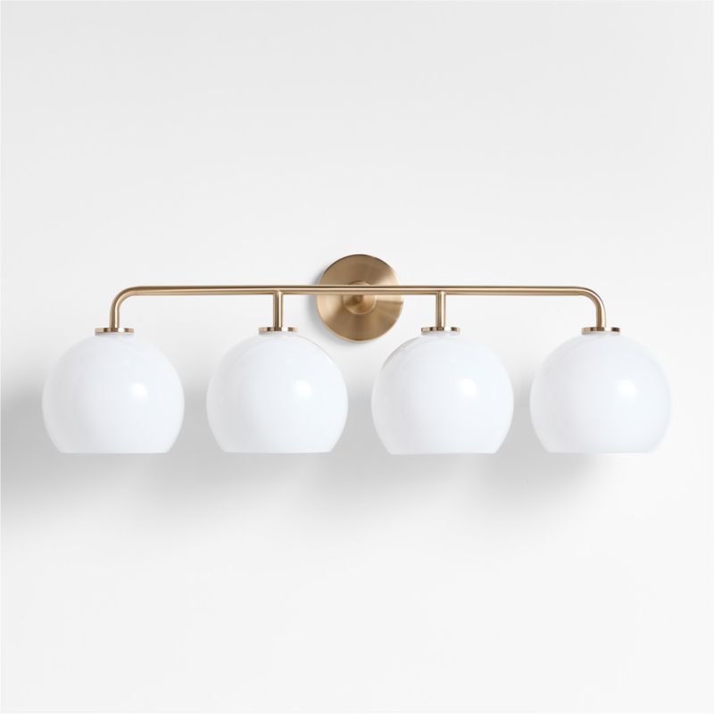 Arren Brass 4-Light Wall Sconce Light with Milk Glass Round Shade - image 2 of 6