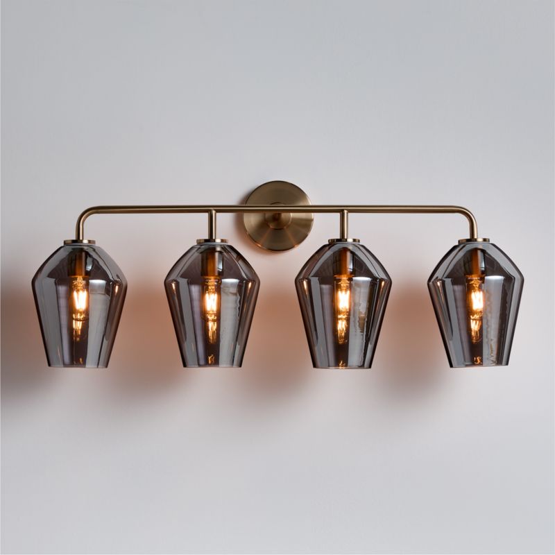 Arren Brass 4-Light Wall Sconce Light with Silver Glass Angled Shade - image 0 of 6