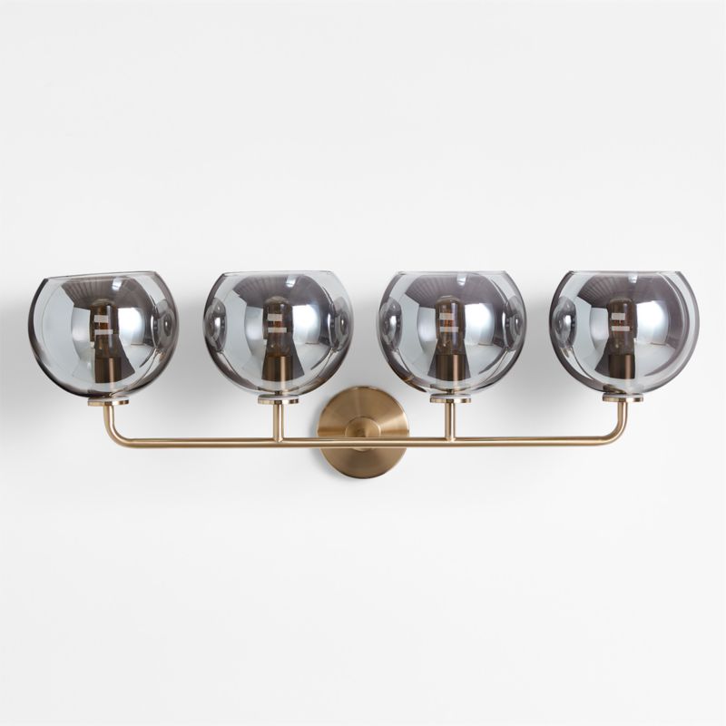 Arren Brass 4-Light Wall Sconce Light with Silver Glass Round Shade - image 3 of 6