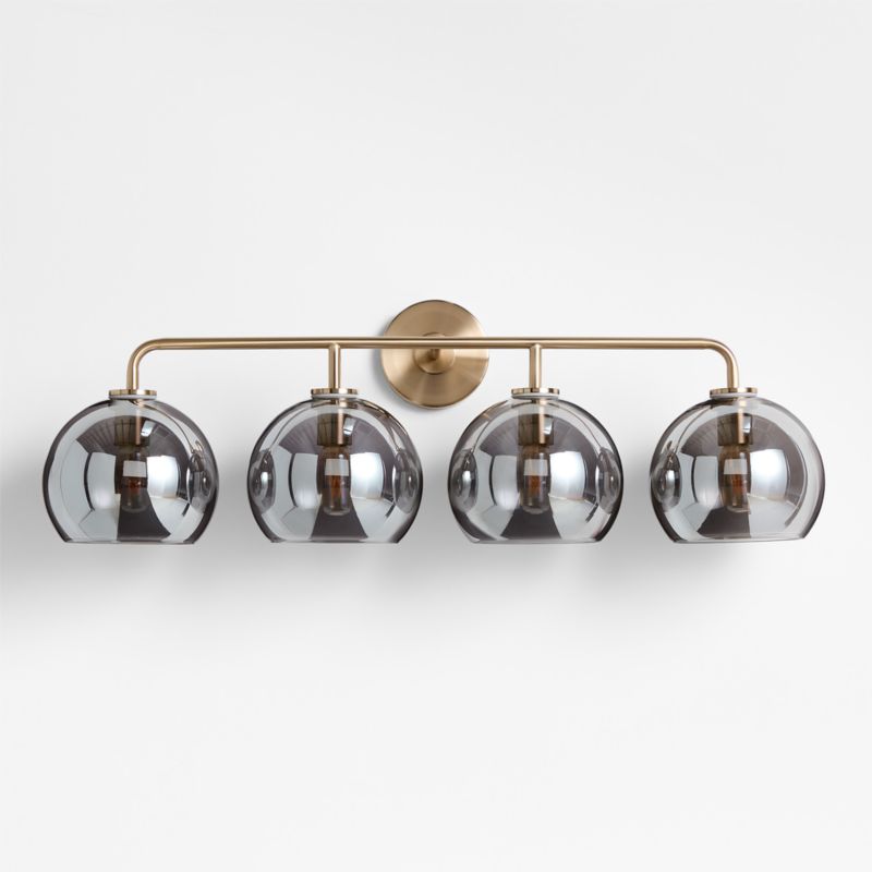 Arren Brass 4-Light Wall Sconce Light with Silver Glass Round Shade - image 2 of 6