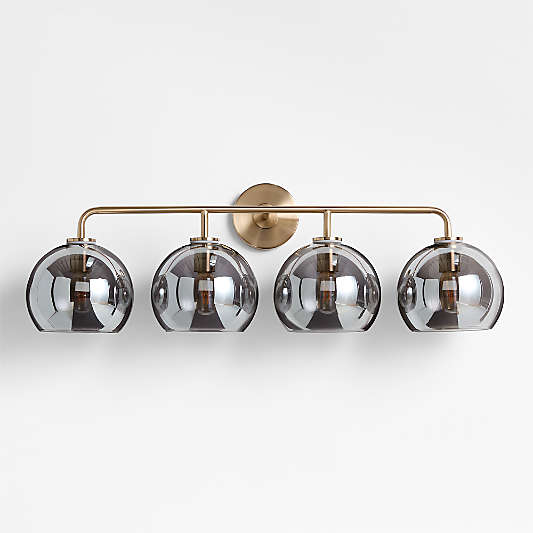 Arren Brass 4-Light Wall Sconce Light with Silver Glass Round Shade