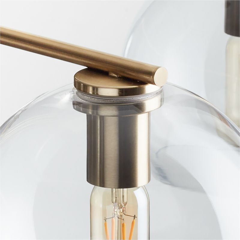 Arren Brass Chandelier Light with Round Clear Glass Shades