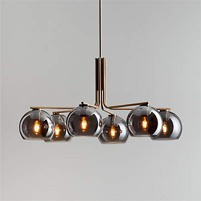 Arren Brass Chandelier Light with Round Silver Glass Shades