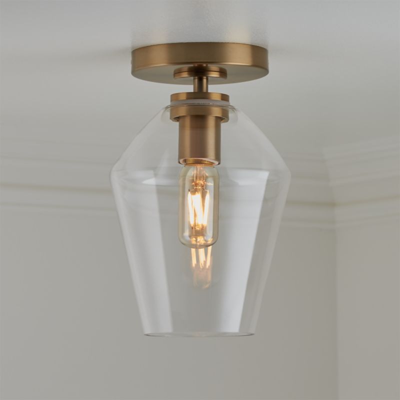 Arren Brass Flush Mount Light with Clear Angled Shade