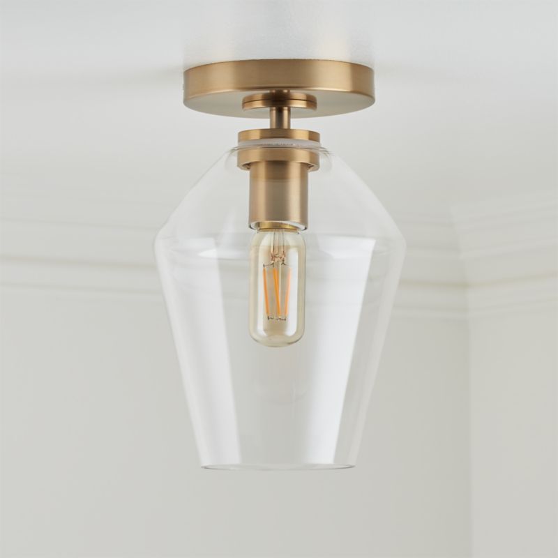 Arren Brass Flush Mount Light with Clear Angled Shade - image 1 of 3