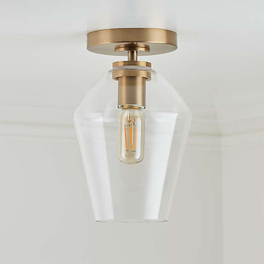 Arren Brass Flush Mount Light with Clear Angled Shade