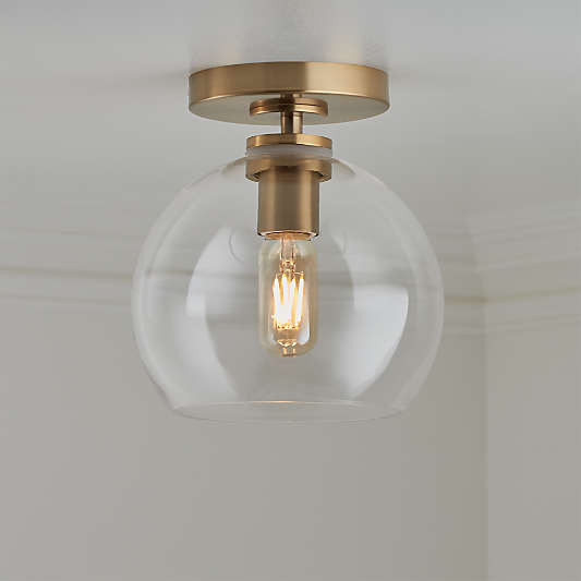 Arren Brass Flush Mount Light with Clear Round Shade