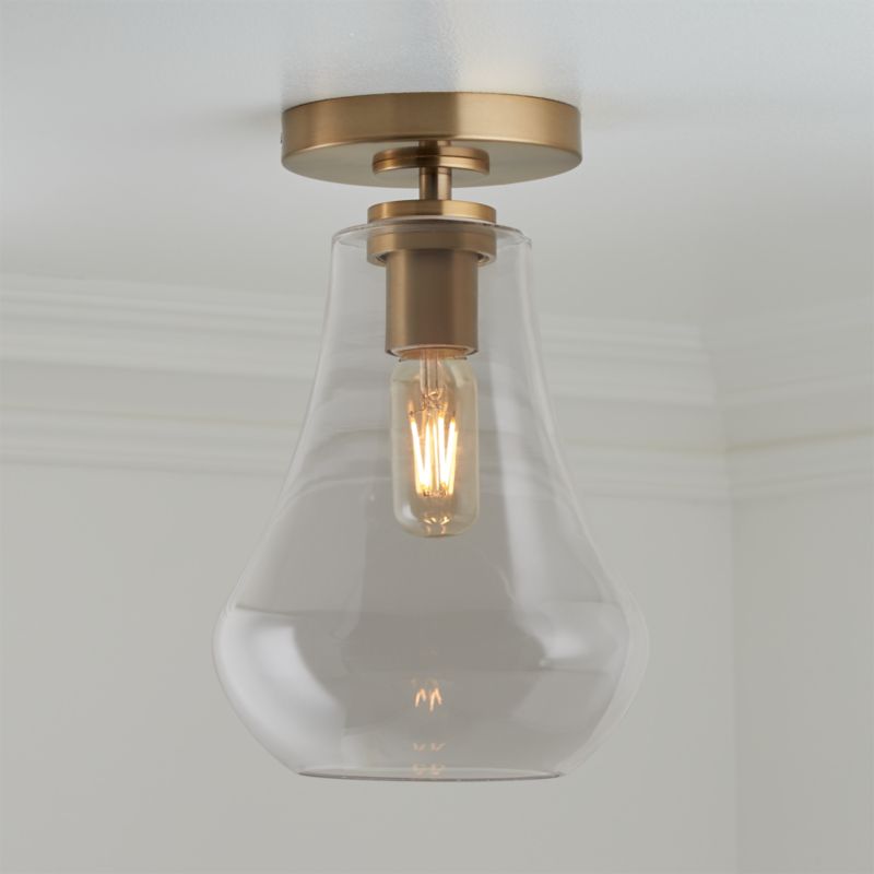 Arren Brass Flush Mount Light with Clear Teardrop Shade