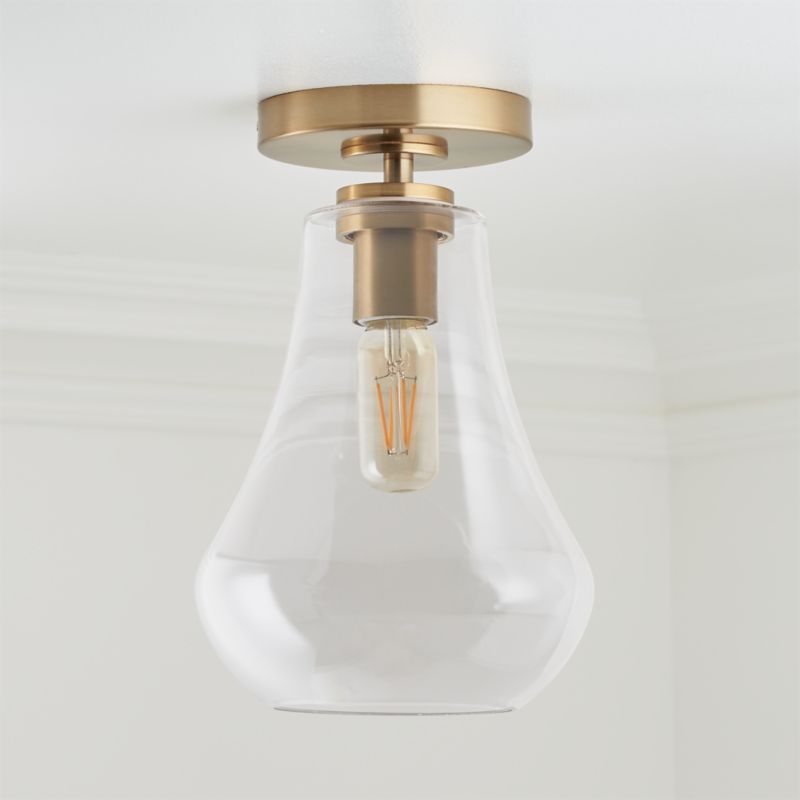 Arren Brass Flush Mount Light with Clear Teardrop Shade