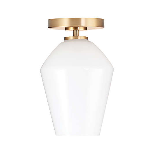 Arren Brass Flush Mount Light with Milk Angled Shade