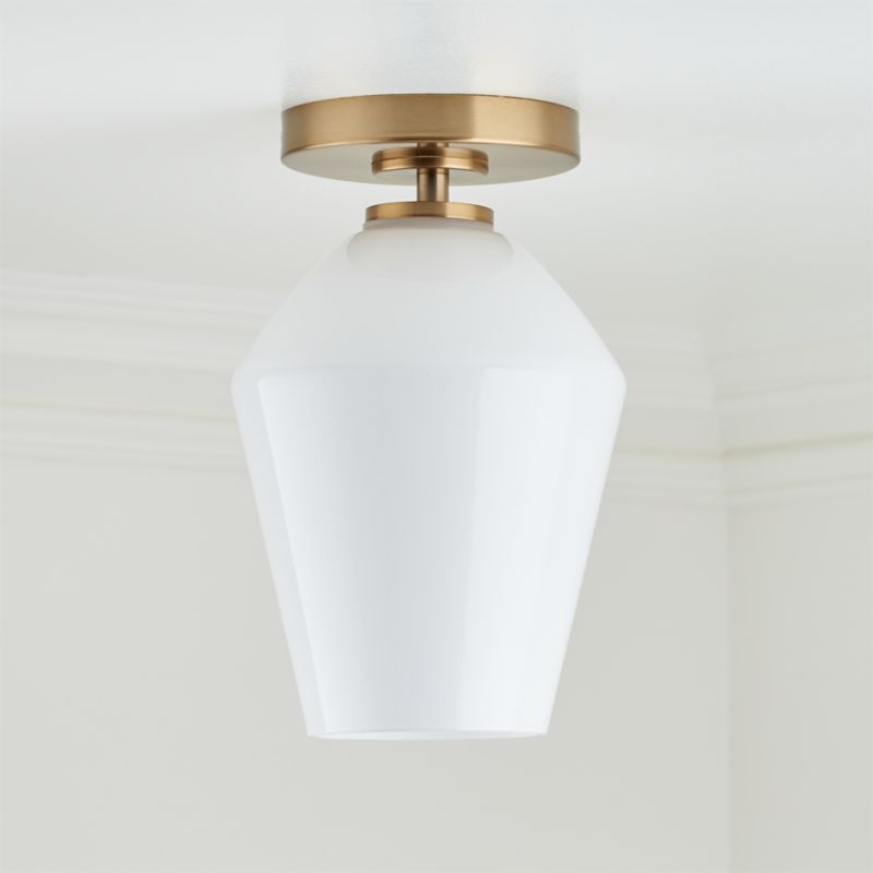 Arren Brass Flush Mount Light with Milk Angled Shade