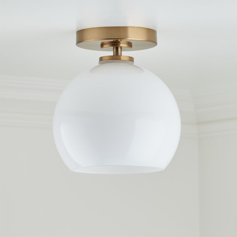 Arren Brass Flush Mount Light with Milk Round Shade - image 1 of 3