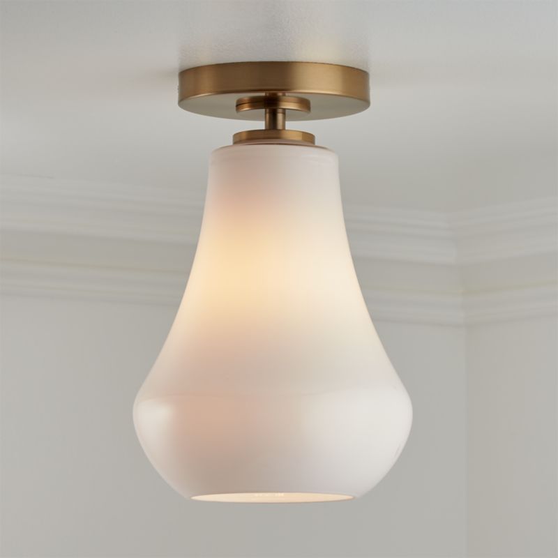 Arren Brass Flush Mount Light with Milk Teardrop Shade