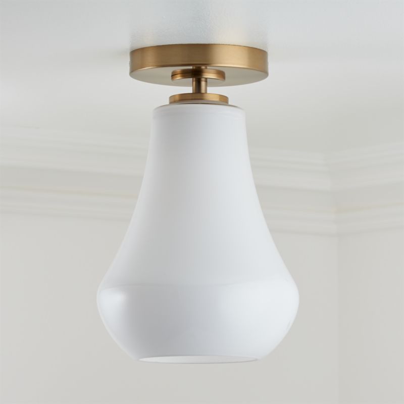 Arren Brass Flush Mount Light with Milk Teardrop Shade