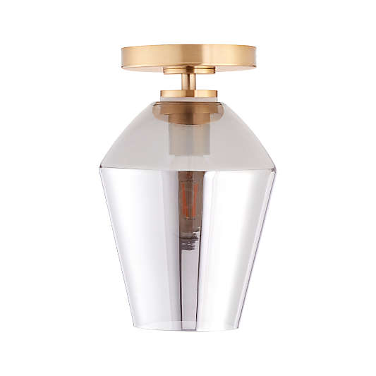 Arren Brass Flush Mount Light with Silver Angled Shade