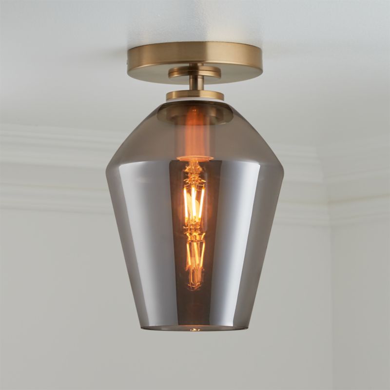 Arren Brass Flush Mount Light with Silver Angled Shade