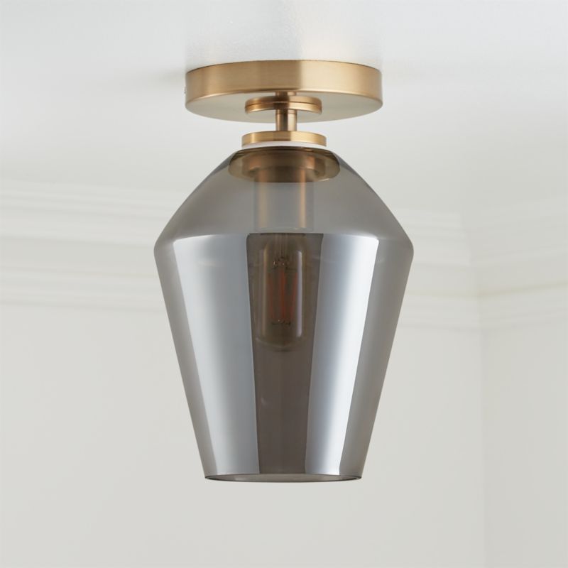 Arren Brass Flush Mount Light with Silver Angled Shade - image 1 of 3