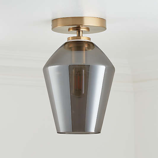 Arren Brass Flush Mount Light with Silver Angled Shade