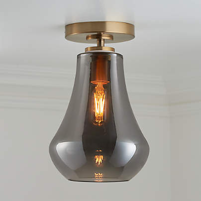 Arren Brass Flush Mount Light with Silver Teardrop Shade