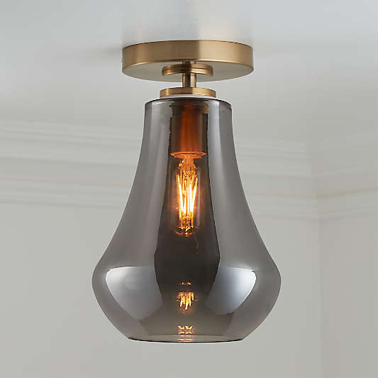 Arren Brass Flush Mount Light with Silver Teardrop Shade