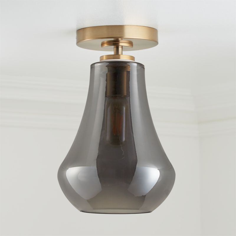 Arren Brass Flush Mount Light with Silver Teardrop Shade