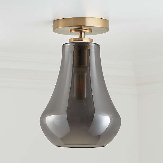 Arren Brass Flush Mount Light with Silver Teardrop Shade