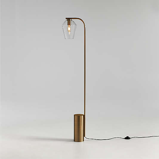 Arren Brass Floor Lamp with Clear Angled Shade