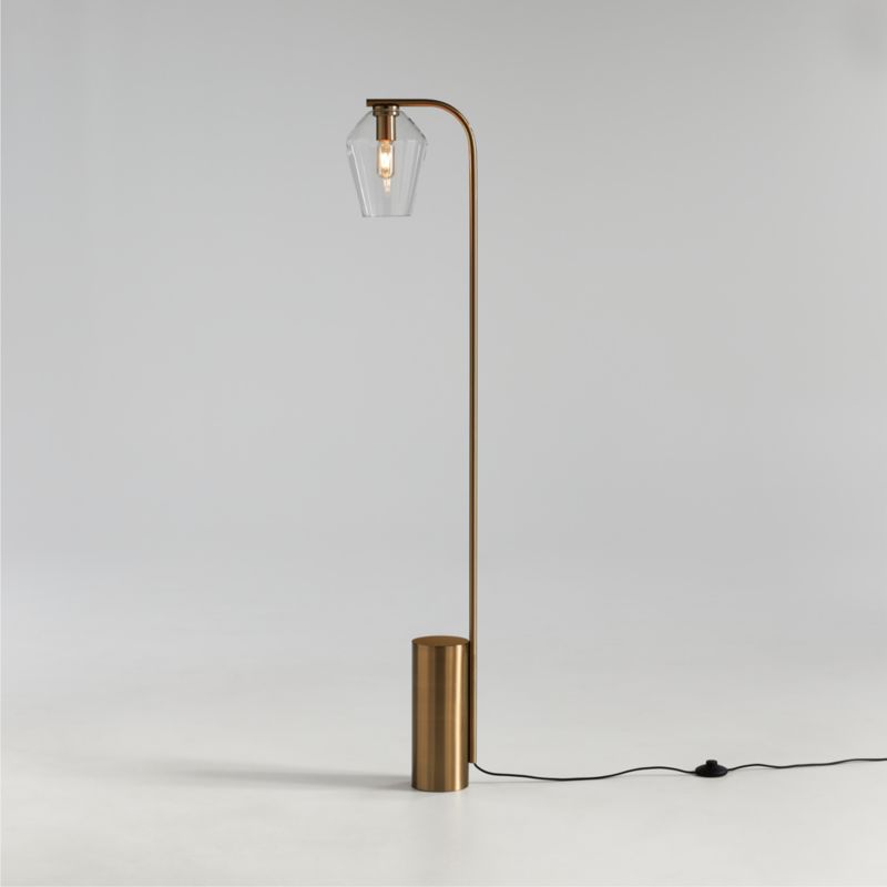 Arren Black Floor Lamp with Clear Angled Shade