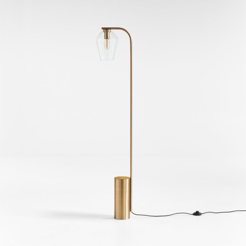 Arren Brass Floor Lamp with Clear Angled Shade