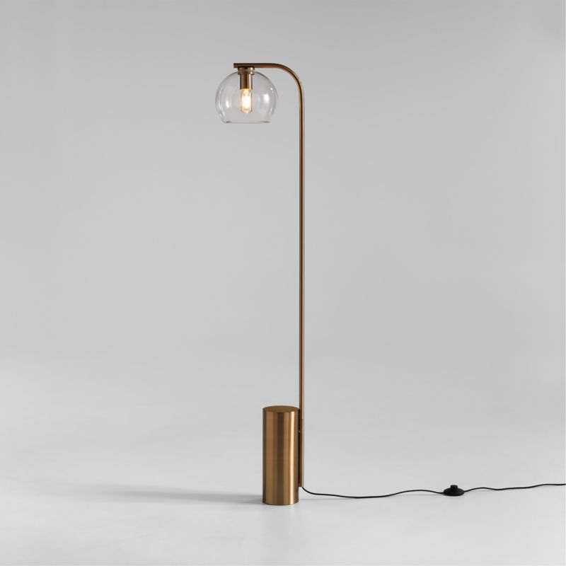 Arren Brass Floor Lamp with Clear Round Shade