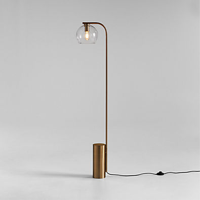 View Arren Brass Floor Lamp with Clear Round Shade 56" details