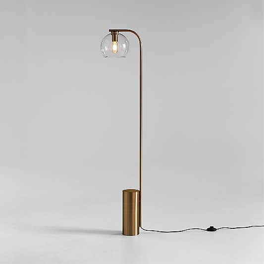 Arren Brass Floor Lamp with Clear Round Shade