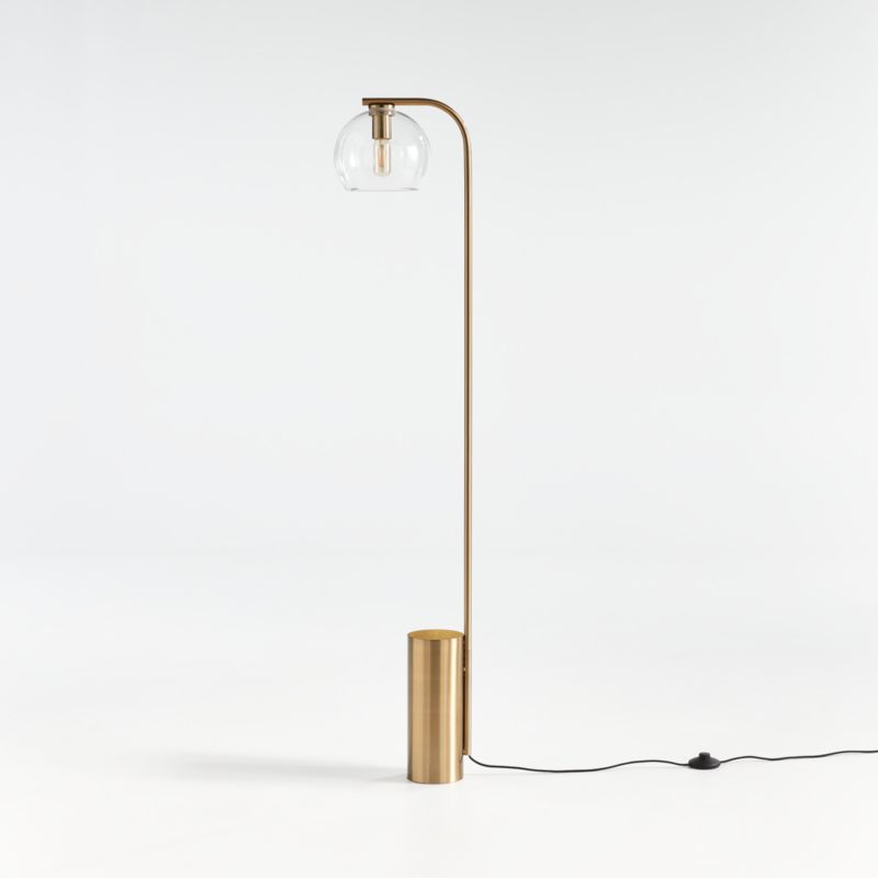 Arren Brass Floor Lamp with Clear Round Shade