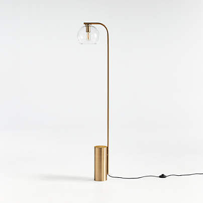 Arren Brass Floor Lamp with Clear Round Shade