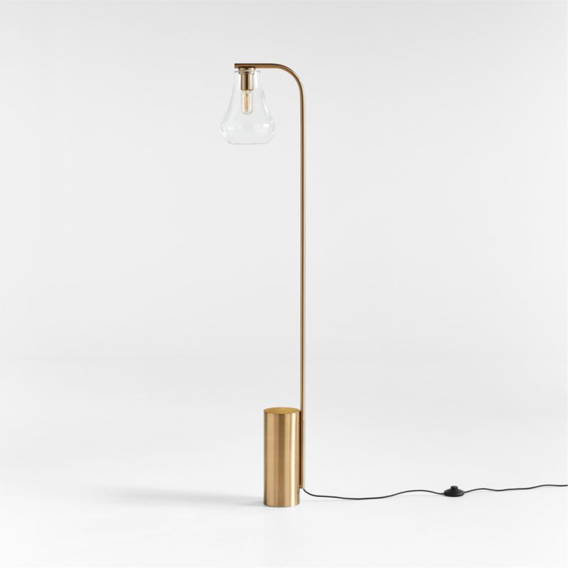 Arren Brass Floor Lamp with Clear Teardrop Shade