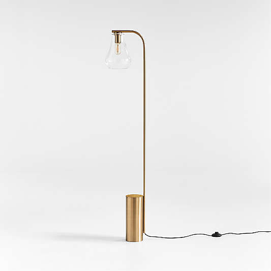 Arren Brass Floor Lamp with Clear Teardrop Shade