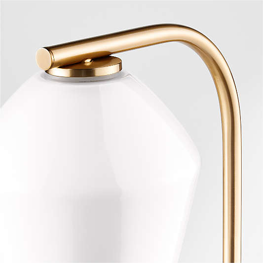 Arren Brass Floor Lamp with Milk Angled Shade