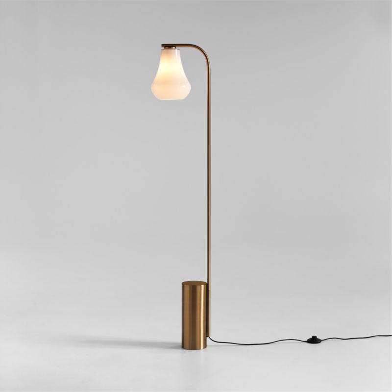 Arren Brass Floor Lamp with Milk Teardrop Shade - image 4 of 5