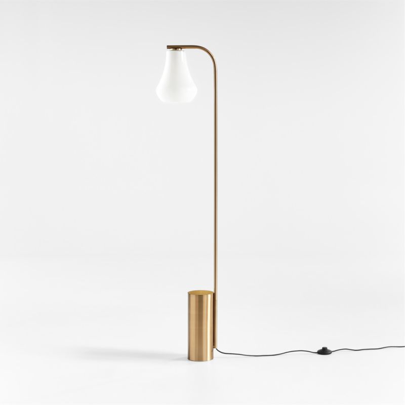 Arren Brass Floor Lamp with Milk Teardrop Shade - image 0 of 5