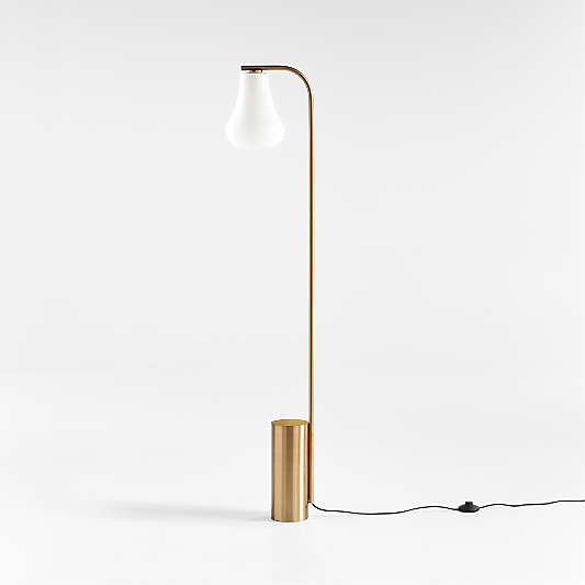 Arren Brass Floor Lamp with Milk Teardrop Shade