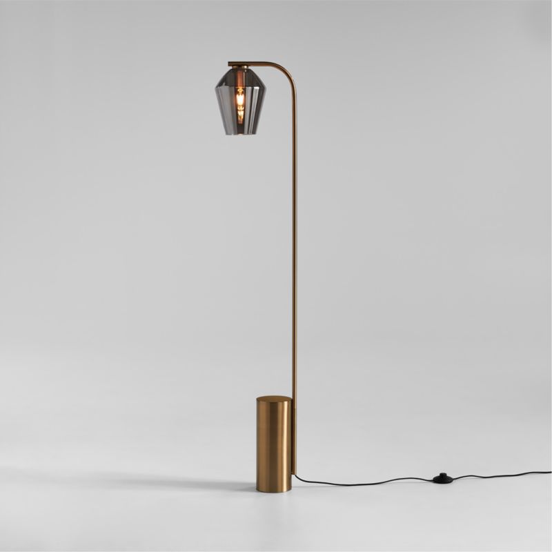 Arren Black Floor Lamp with Clear Angled Shade