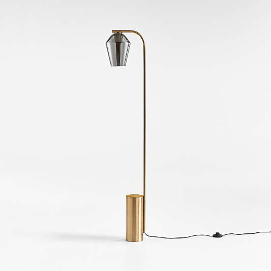 Arren Brass Floor Lamp with Silver Angled Shade