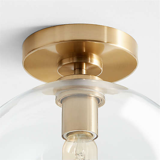 Arren Brass Flush Mount Light with Large Round Clear Glass Shade