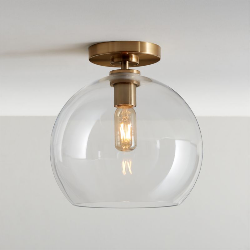 Arren Brass Flush Mount Light with Large Round Clear Glass Shade - image 0 of 4