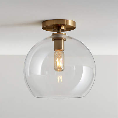 Arren Brass Flush Mount Light with Large Round Clear Glass Shade