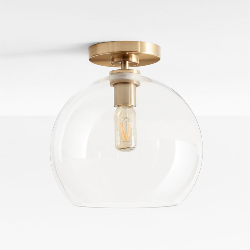 Arren Brass Flush Mount Light with Large Round Clear Glass Shade - image 2 of 4