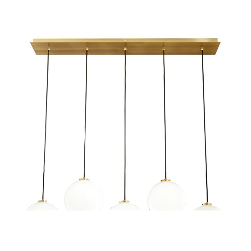 Arren Brass 5-Light Linear Pendant with Round Silver Glass Shades - image 4 of 6