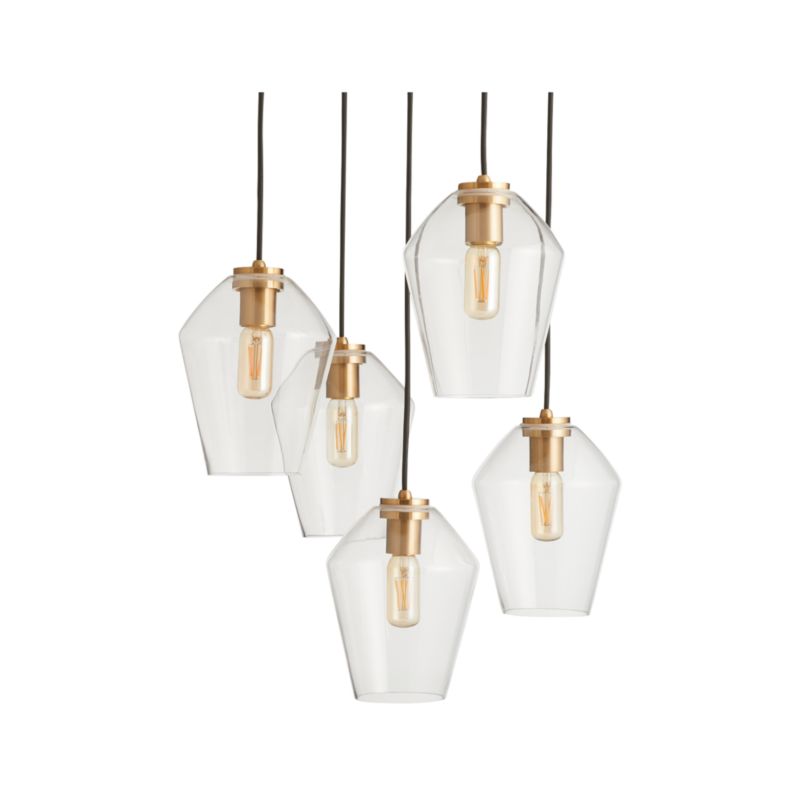 Arren Brass 5-Light Round Pendant with Angled Clear Glass Shades - image 3 of 5